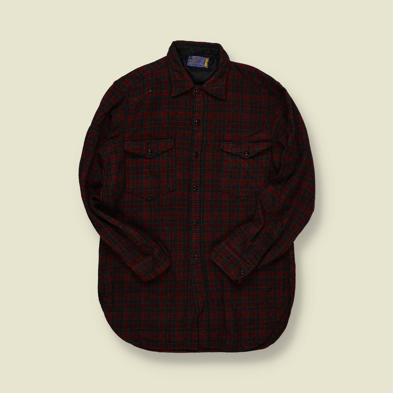 1950s–60s | Pendleton | Wool Flannel Shirt – Red/Green Shadow Tartan - S