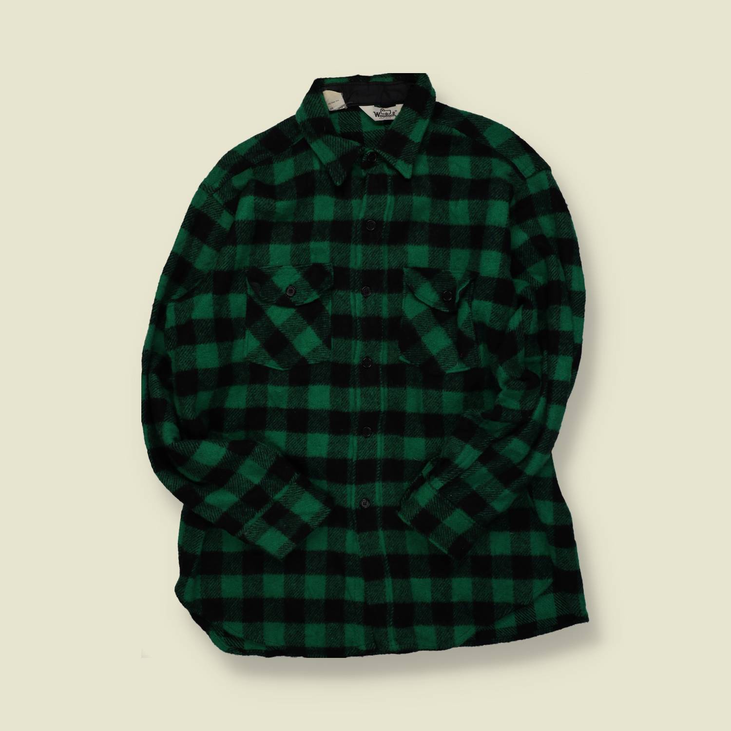 1970s | Woolrich | Made in USA | Wool Jac-Shirt – Green/Black Buffalo Check - L