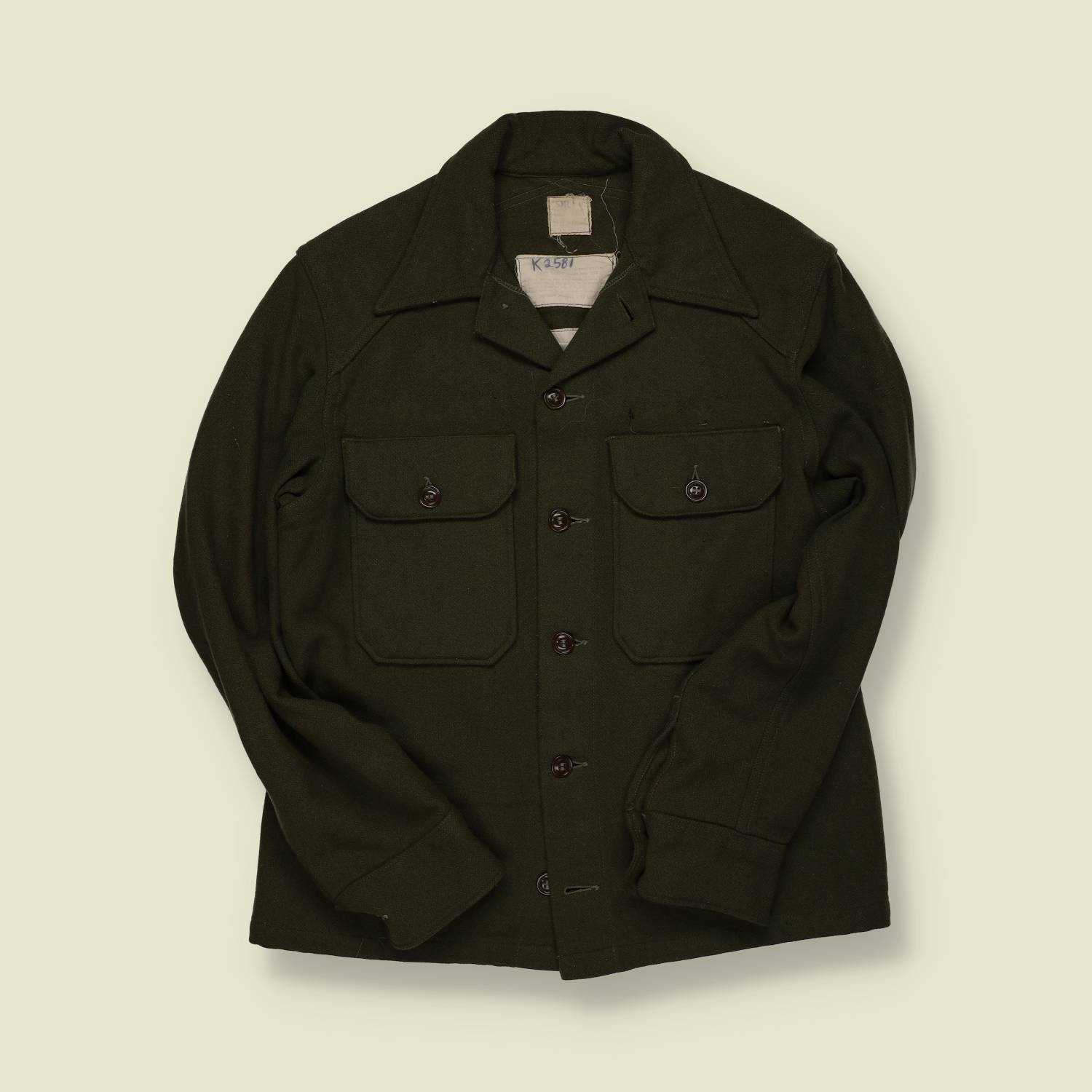 1940s–50s | Military Wool Field Shirt-Jacket – Olive Green - S