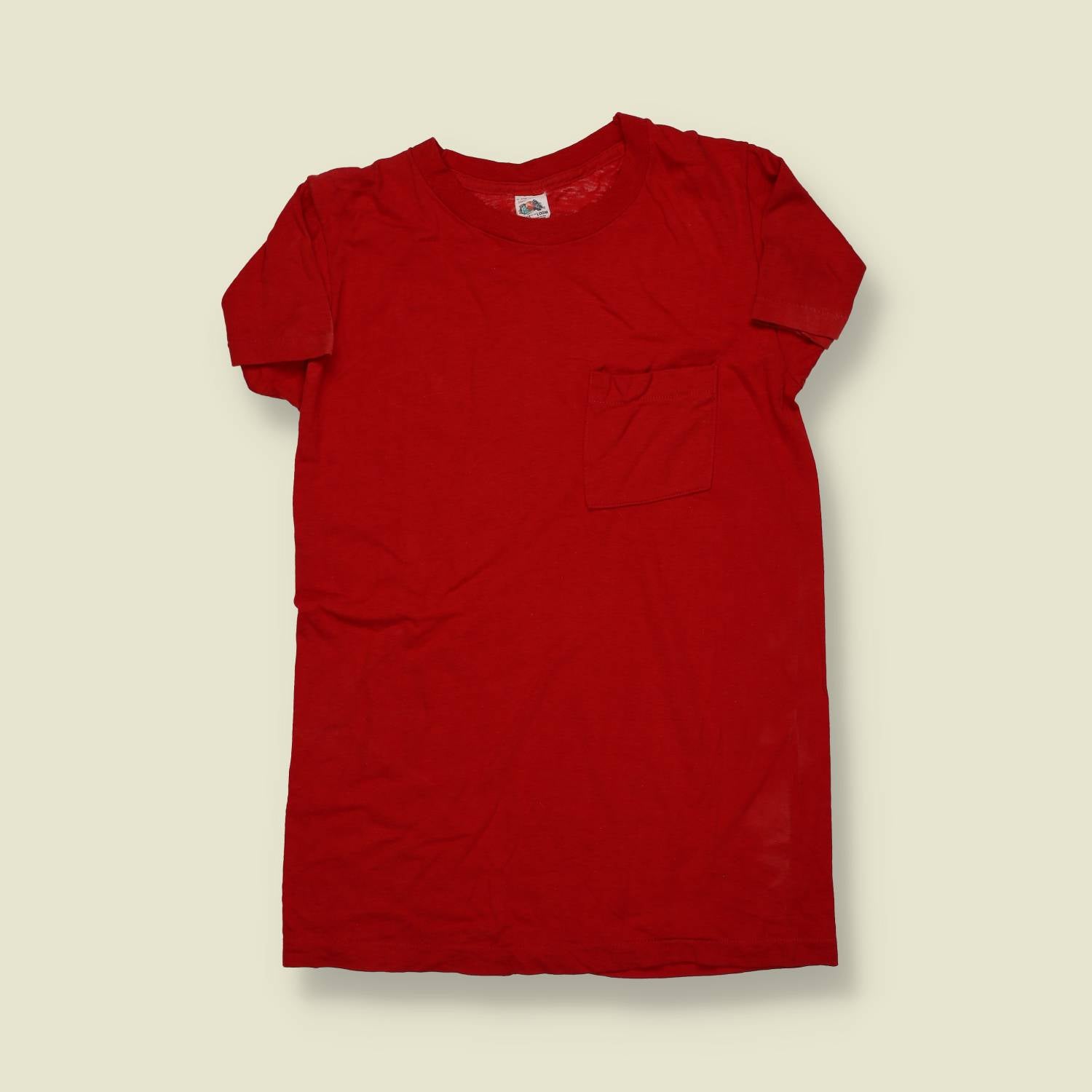 1960s | Fruit of the Loom | Pocket T-Shirt – Red Cotton