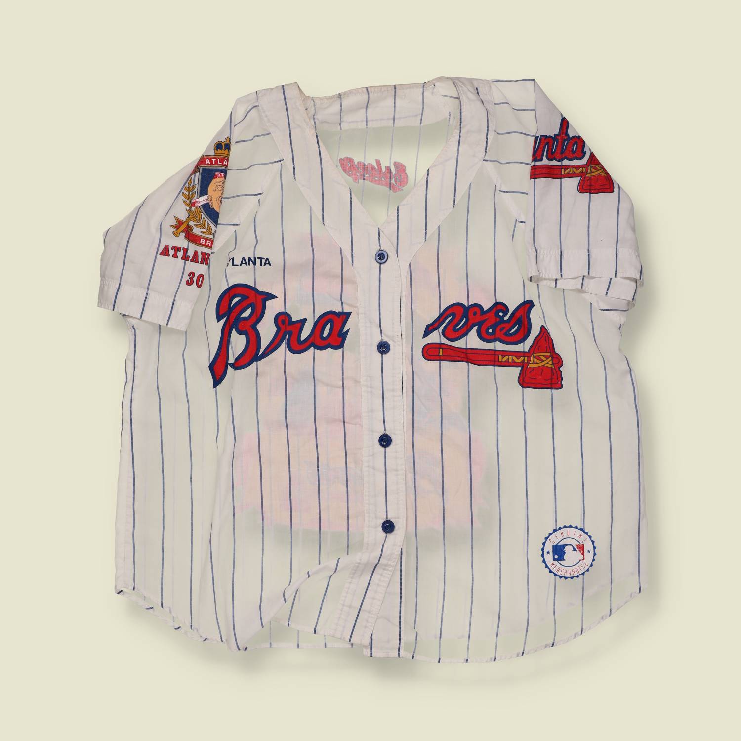 1990s | Atlanta Braves | Pinstripe PJ Set – Shirt & Shorts - M