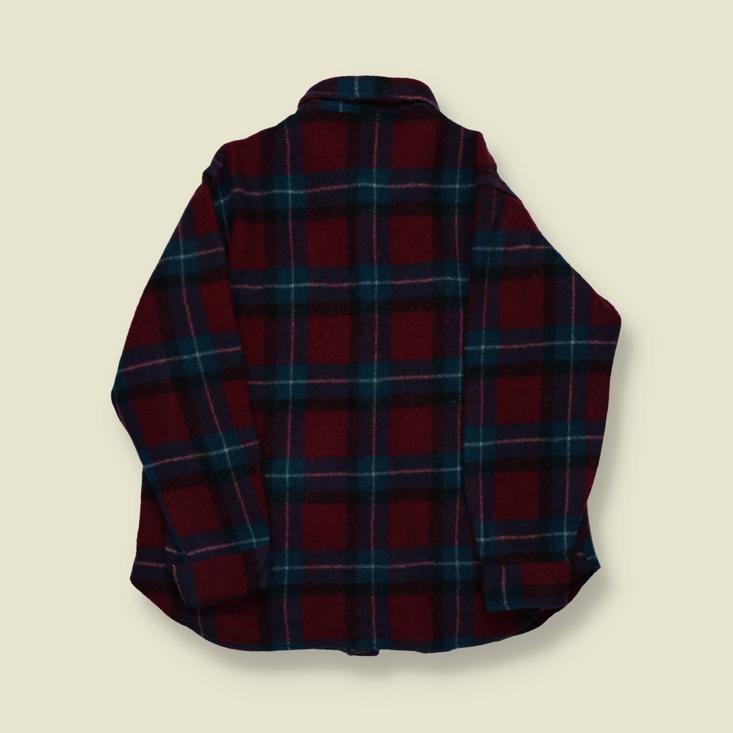 1970s | Woolrich | Made in USA | Wool Plaid Board Shirt – Burgundy/Teal/Navy - M/L