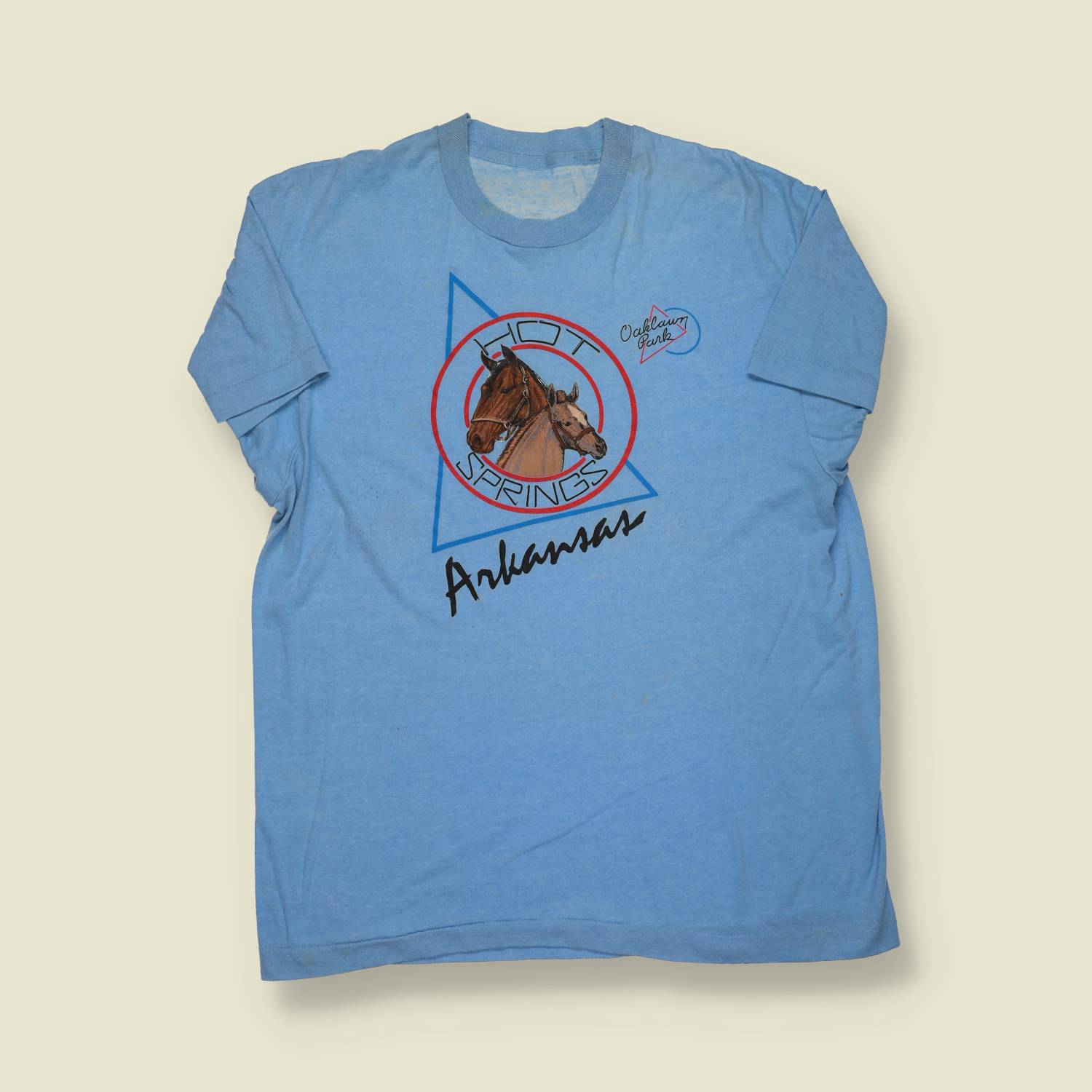 1970s–1980s | Made in USA | Hot Springs Arkansas Tee – Light Blue - S