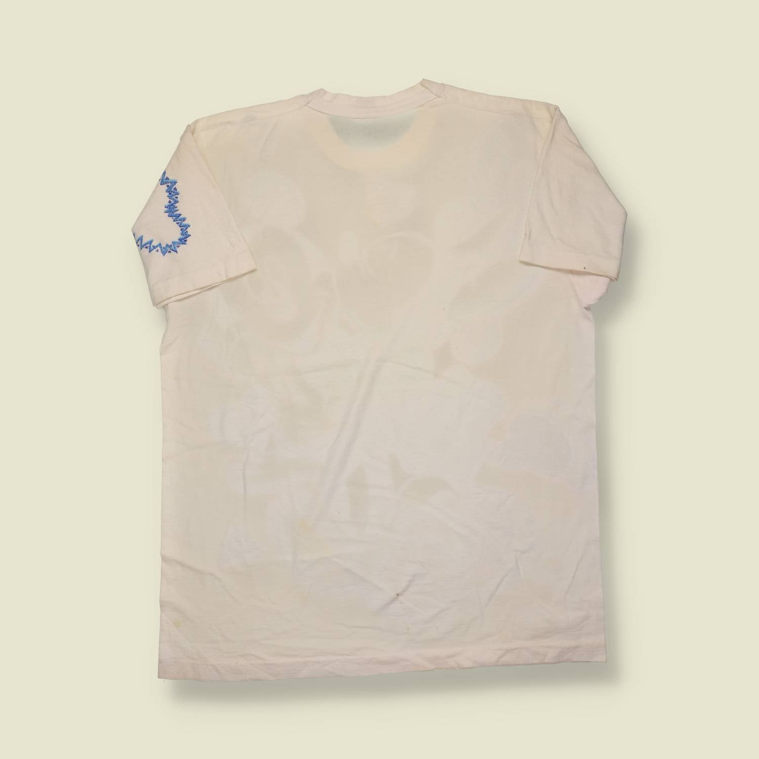 1990s | Mickey Unlimited | Made in USA | Mickey & Minnie All-Over Print Tee – White/Blue - L