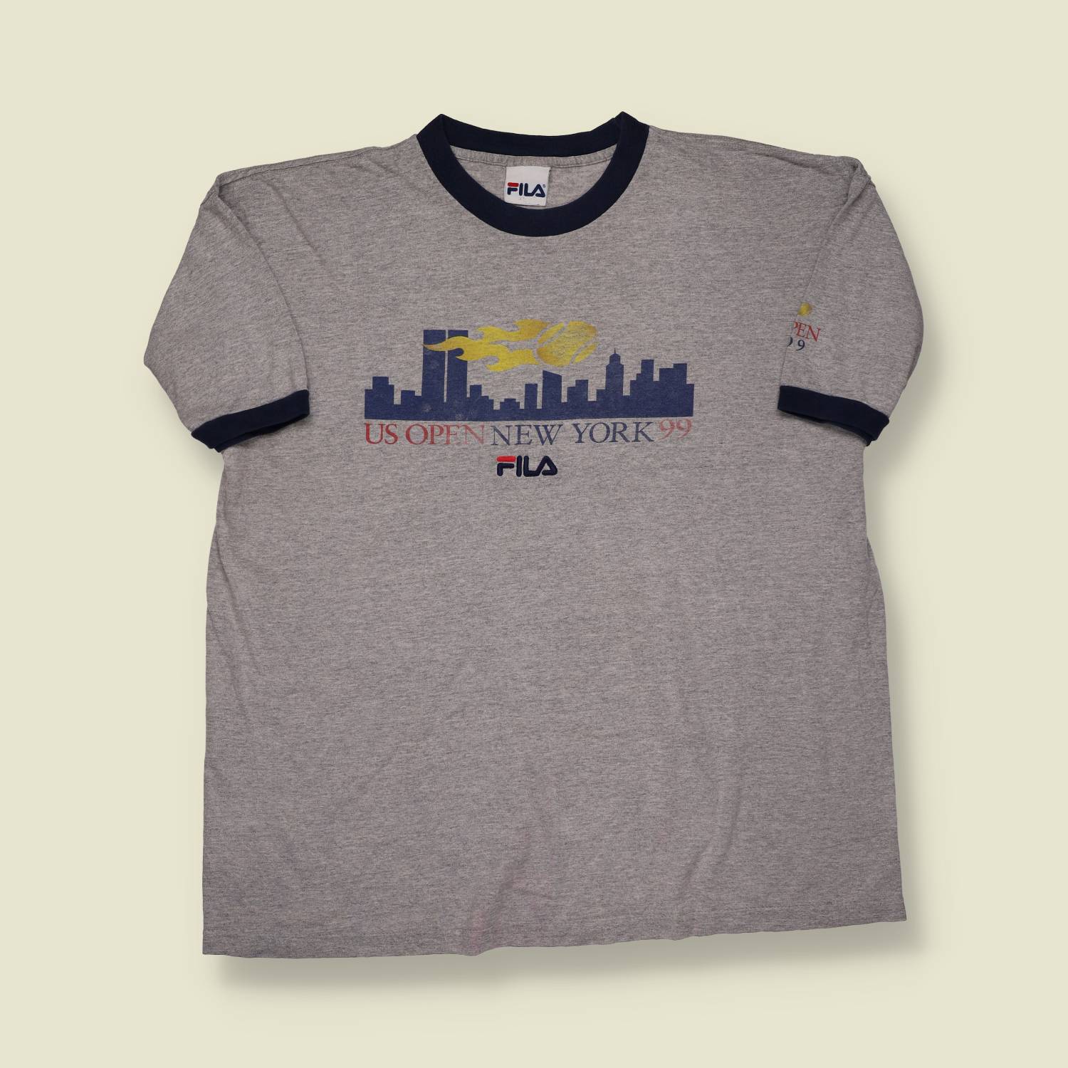 1999 | FILA | US Open New York Ringer Tee – Grey/Navy - L/XL