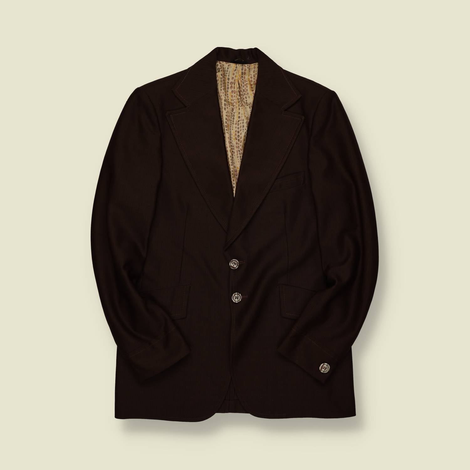 1970s | Sports Jacket – Chocolate Brown Peak Lapel - XS/S