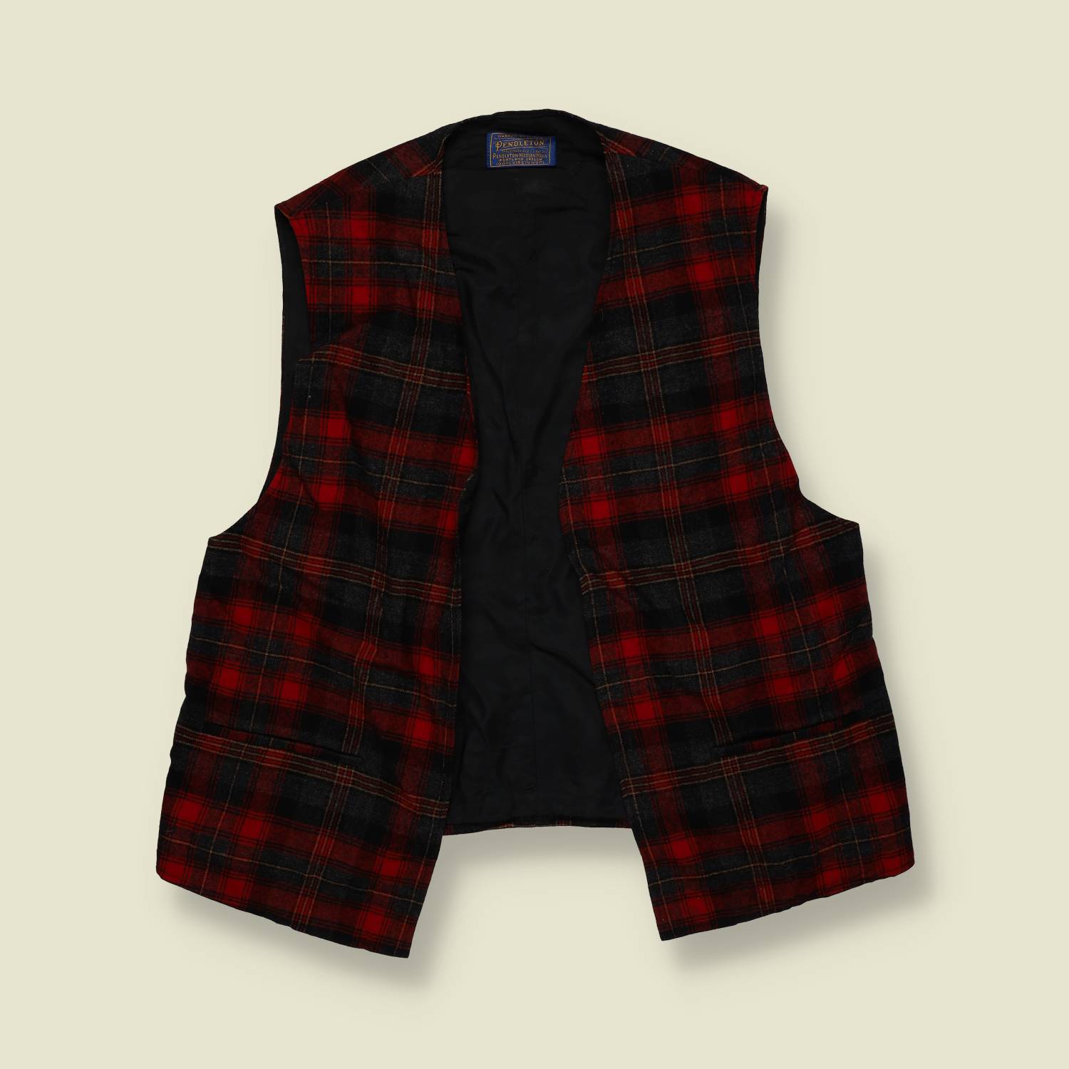 1970s | Pendleton | Wool Tartan Vest – Red/Black Plaid - XS