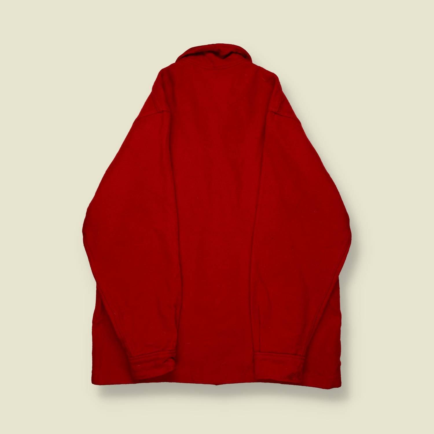 1960s | Boy Scouts of America | Wool Jac-Shirt – Red with Bull Patch - M