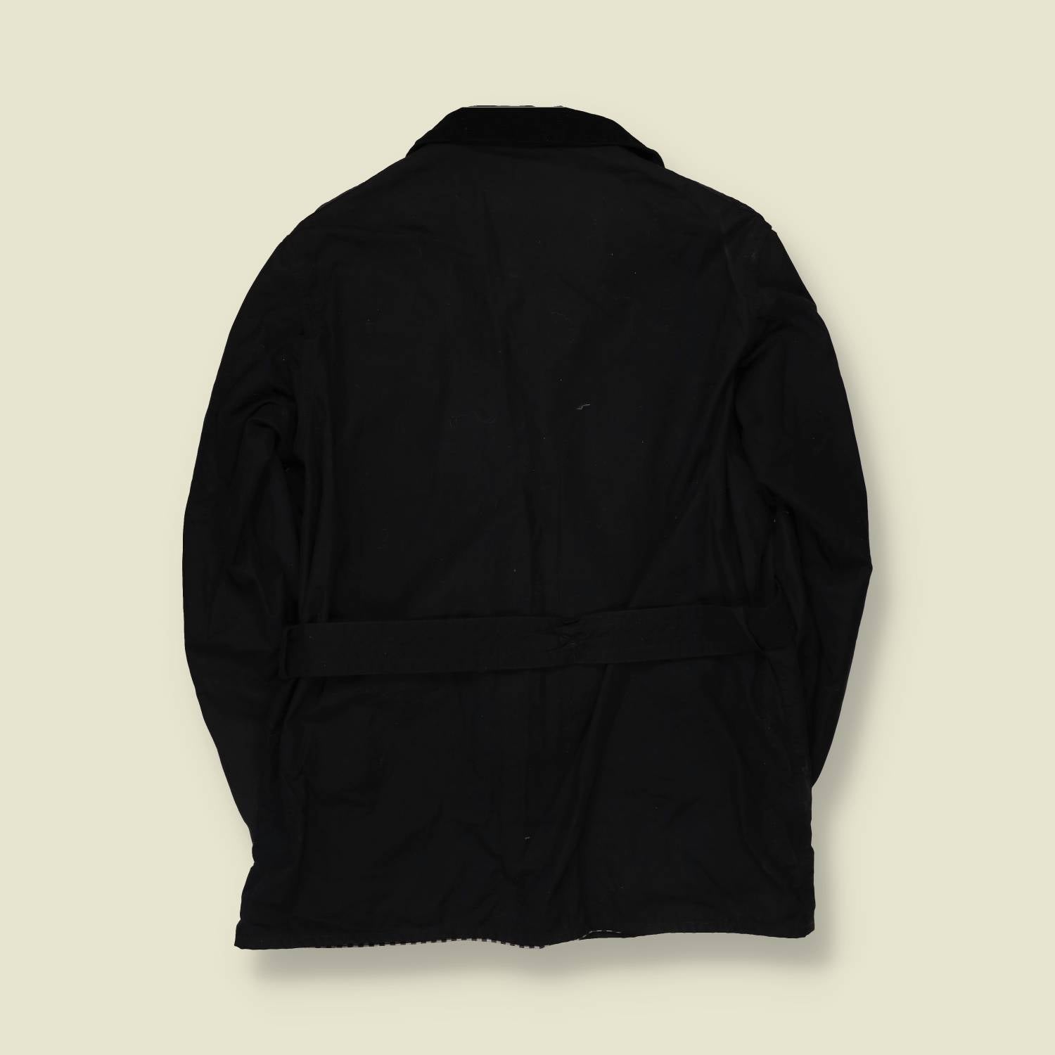2000s | Barbour International | Black Belted Motorcycle Jacket - The Northumberland Series - L