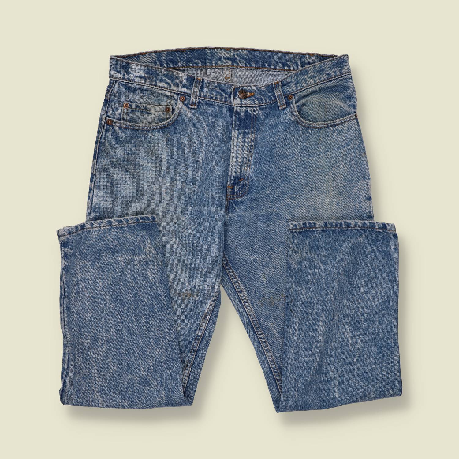 1980s-90s | Levi's | Acid-Wash Blue Relaxed Fit Jeans - Made in USA - w36