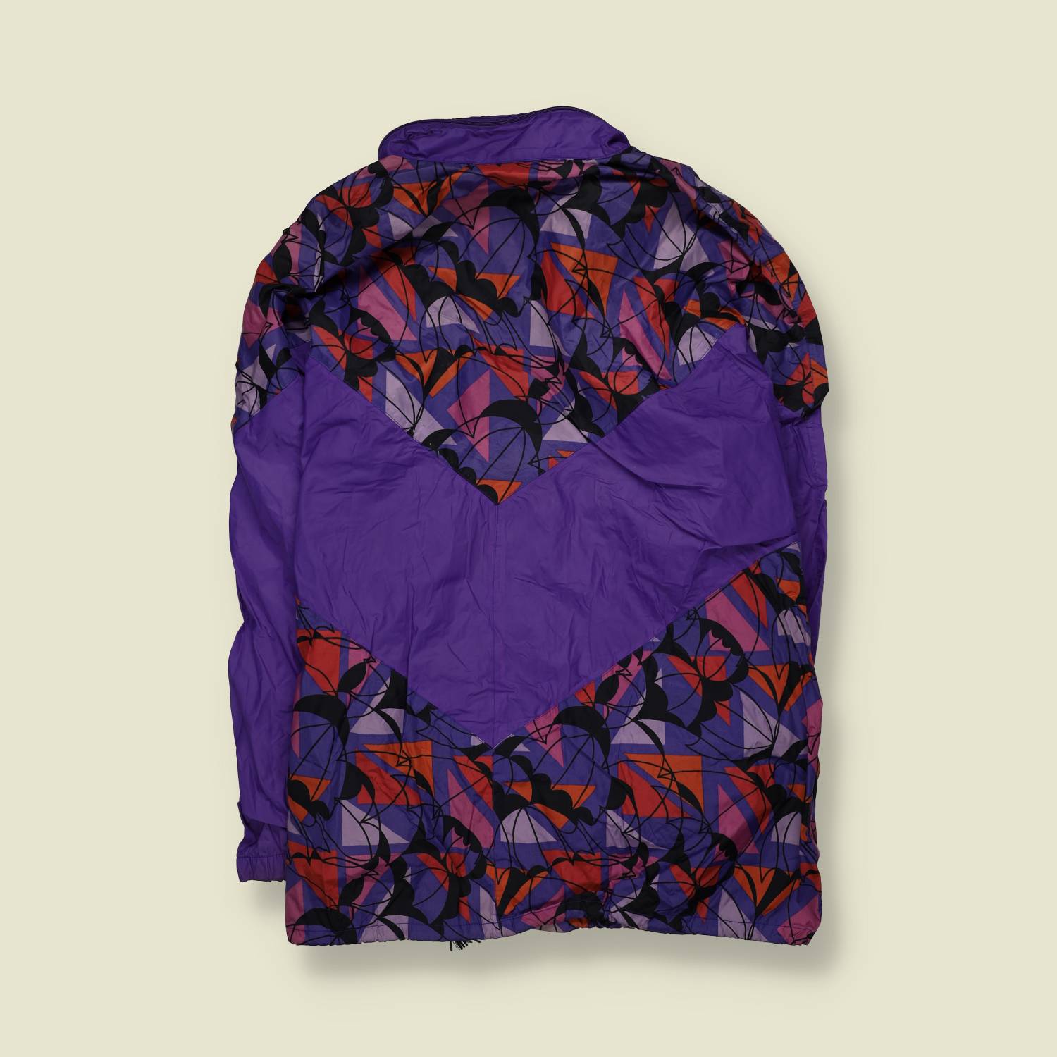 1980s | Anzont | Purple Abstract Print Hooded Windbreaker Jacket - 3XL