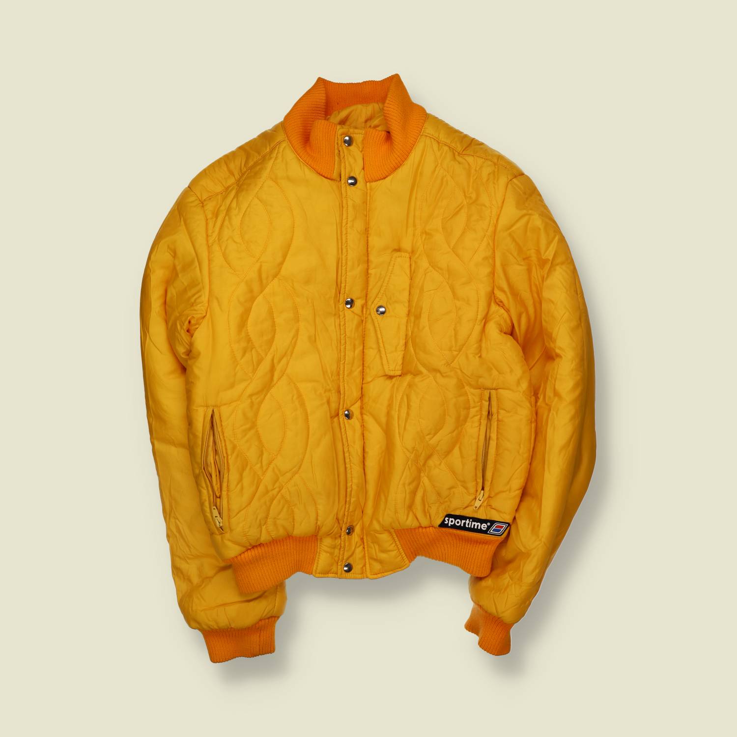 1970s | Sportime | Yellow Quilted Padded Ski Bomber Jacket - S