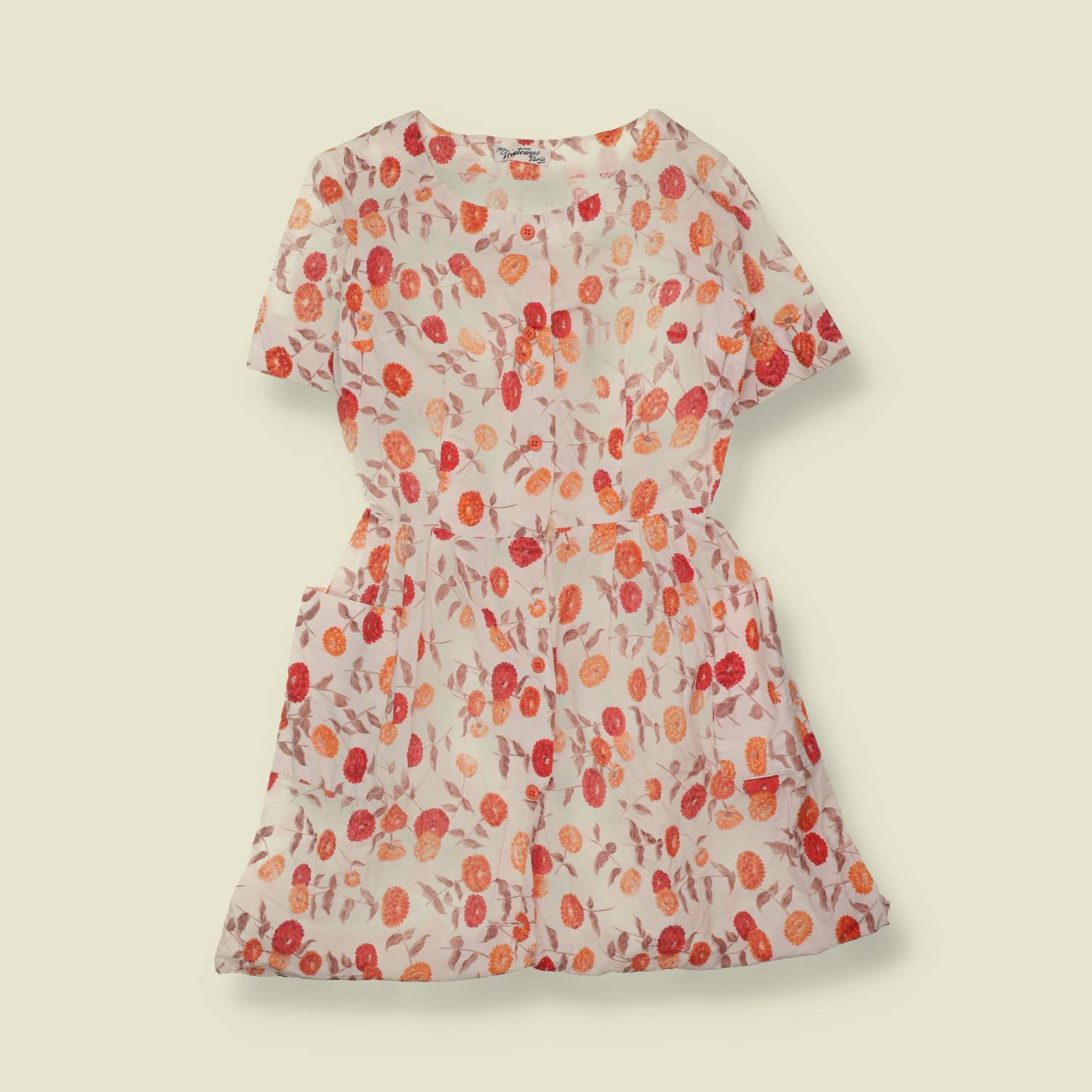 1950s | Printemps Paris | Floral Print Cotton Day Dress - 10