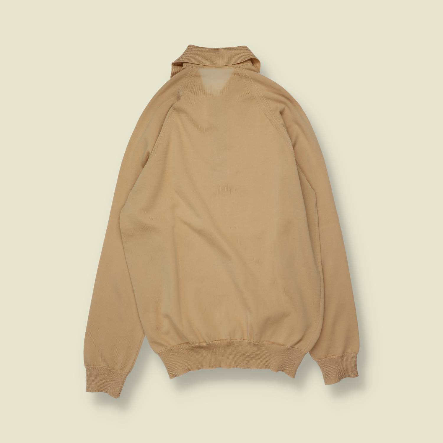 1970s | Long Sleeve Knit Polo | Camel - S