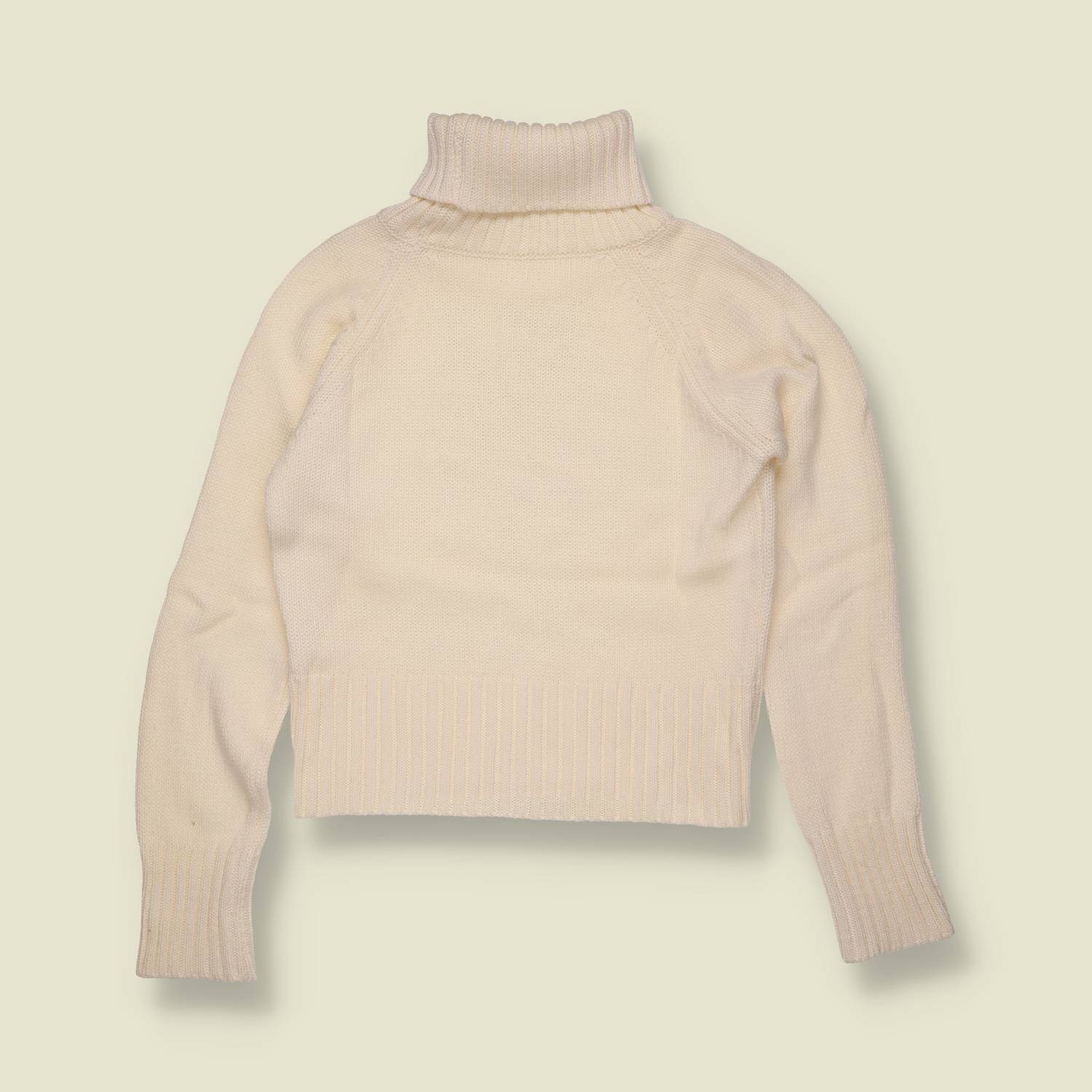 1990s | Cream Chunky Knit Roll Neck Jumper - 4