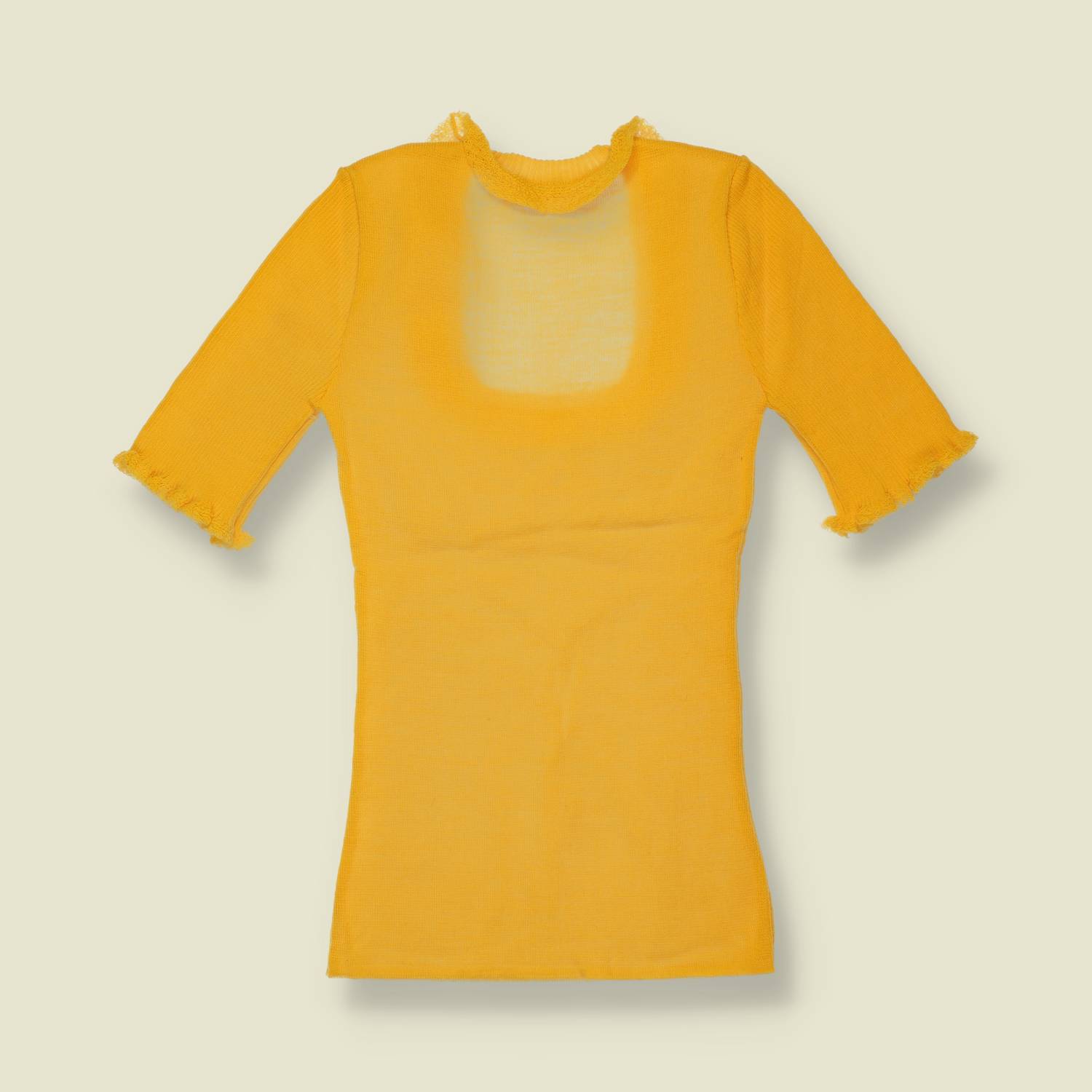 1970s | Style | Mustard Frill Trim Knit Top - Deadstock - 0