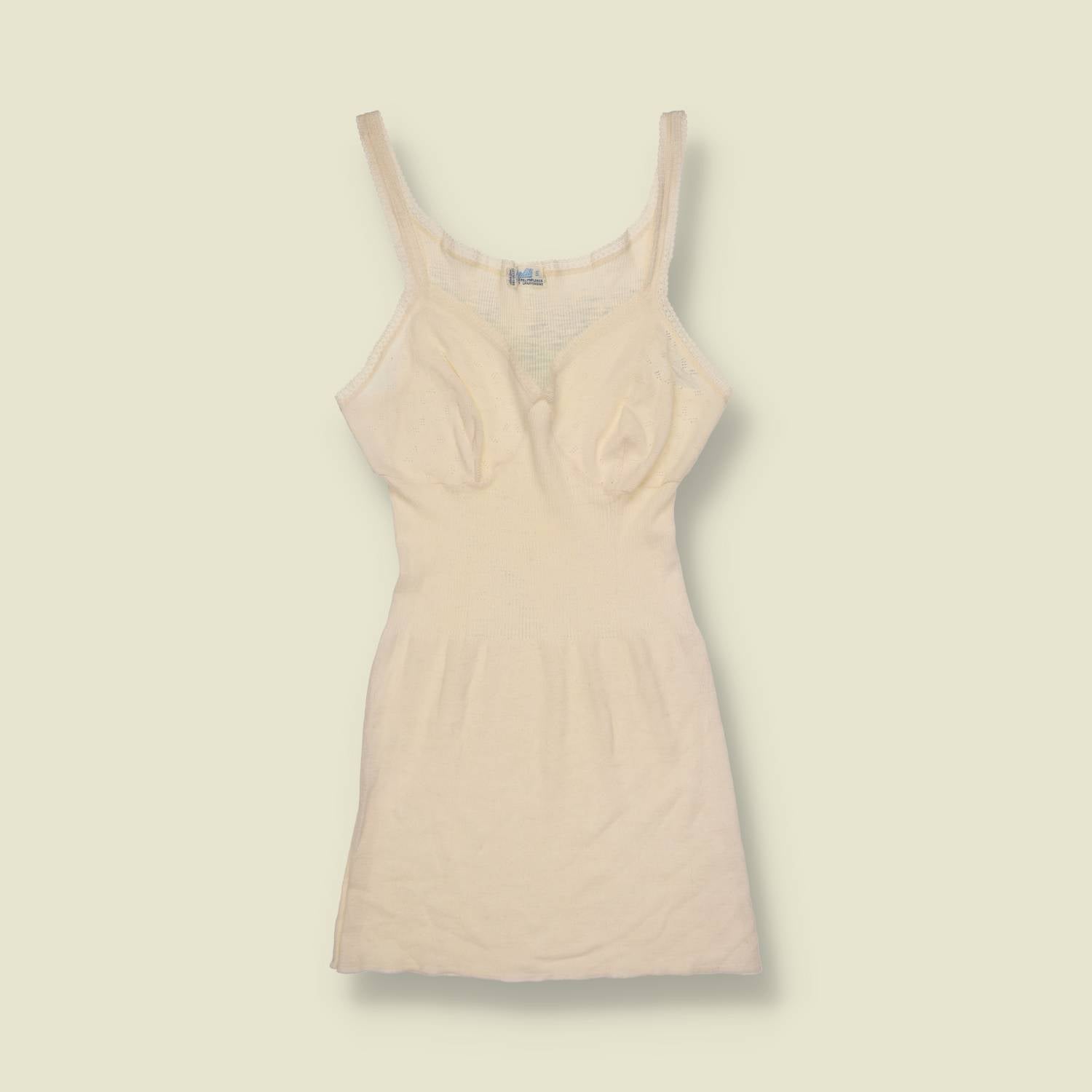 1970s | Cream Knit Camisole / Slip Top - 2