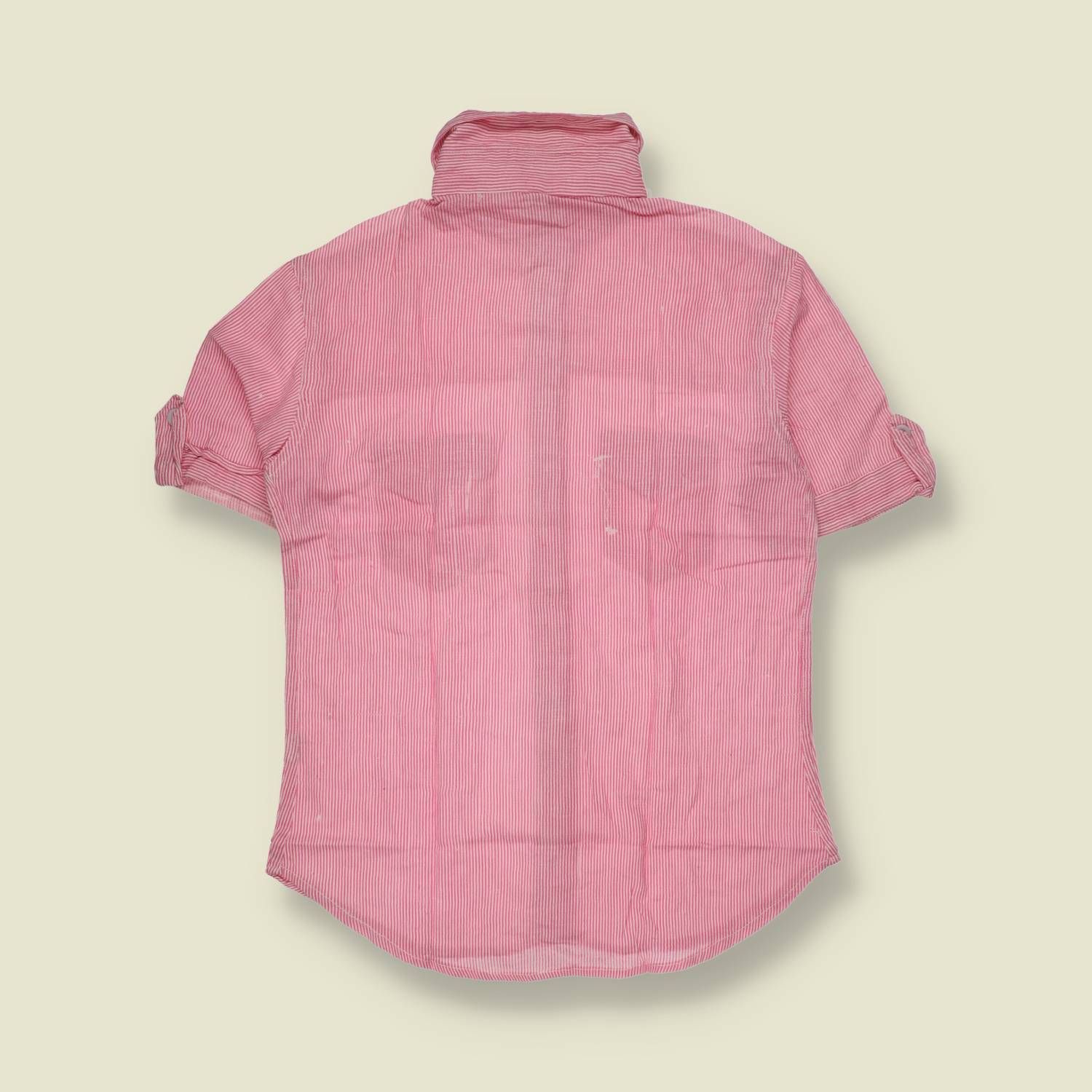 1970s | Pink and White Striped Deadstock Blouse - 8