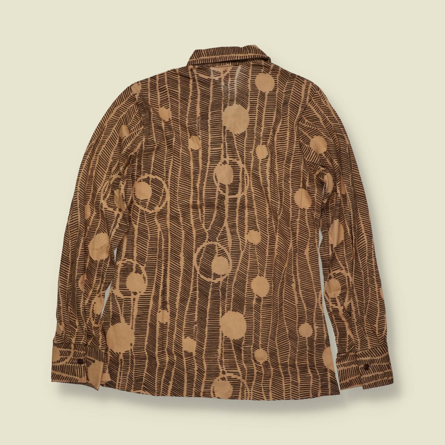 1970s | TGL | Camel and Brown Botanical Print Deadstock Blouse - 12