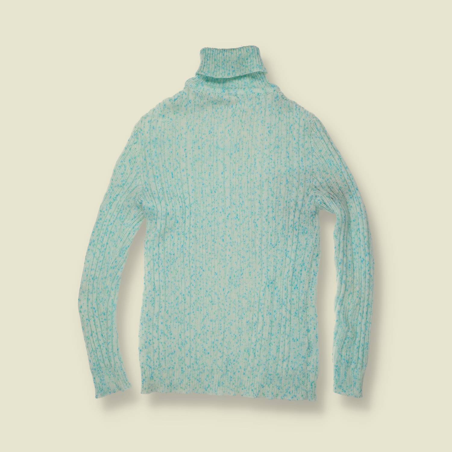 1970s | Derby | Aqua Marl Ribbed Roll Neck Jumper - 10