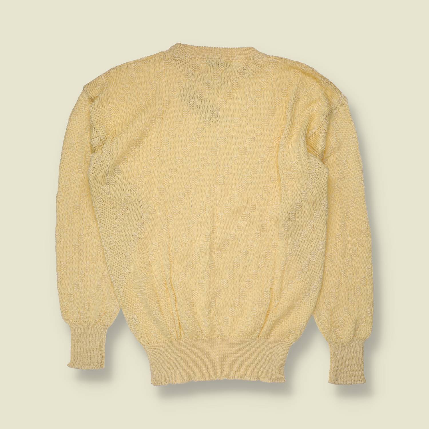 1970s | Lemon Textured Knit Wool Blend Jumper - Deadstock - 14