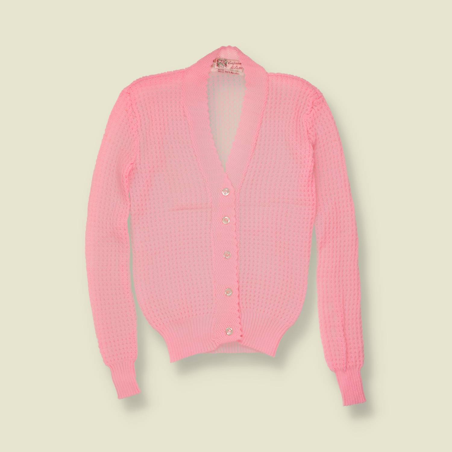 1970s | Confezion di Lusso | Textured Knit Cardigan | Pink - 4