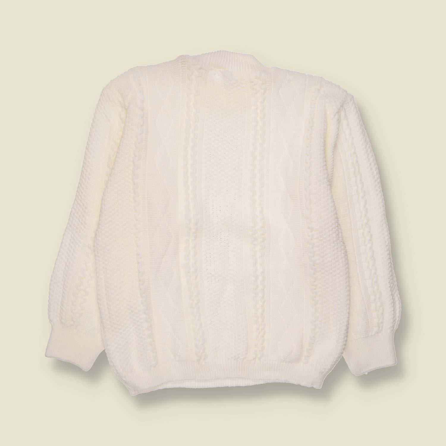 1970s | Textured Cable Knit Jumper | Ivory - 10