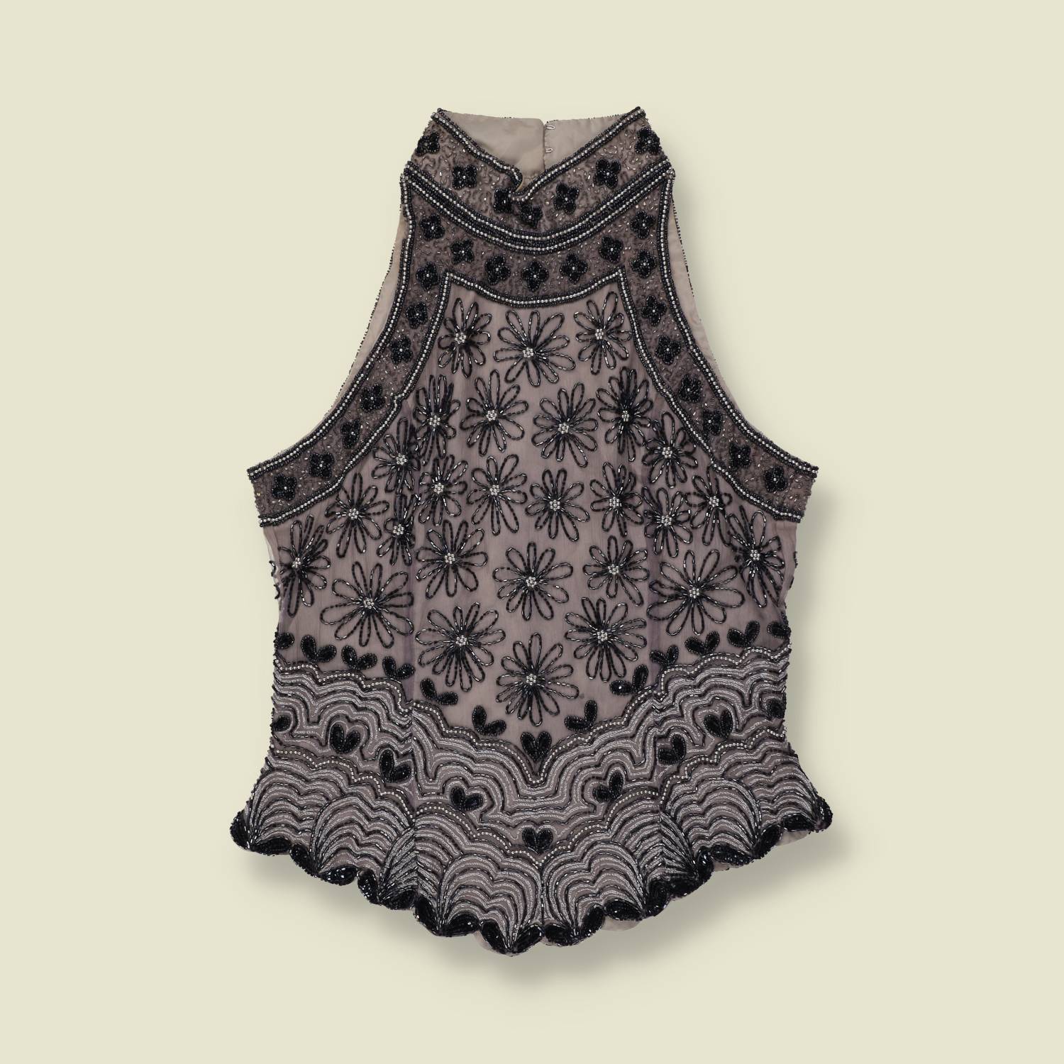 1980s | Adrianna Papell Boutique | Beaded Halter Top | Black - 8