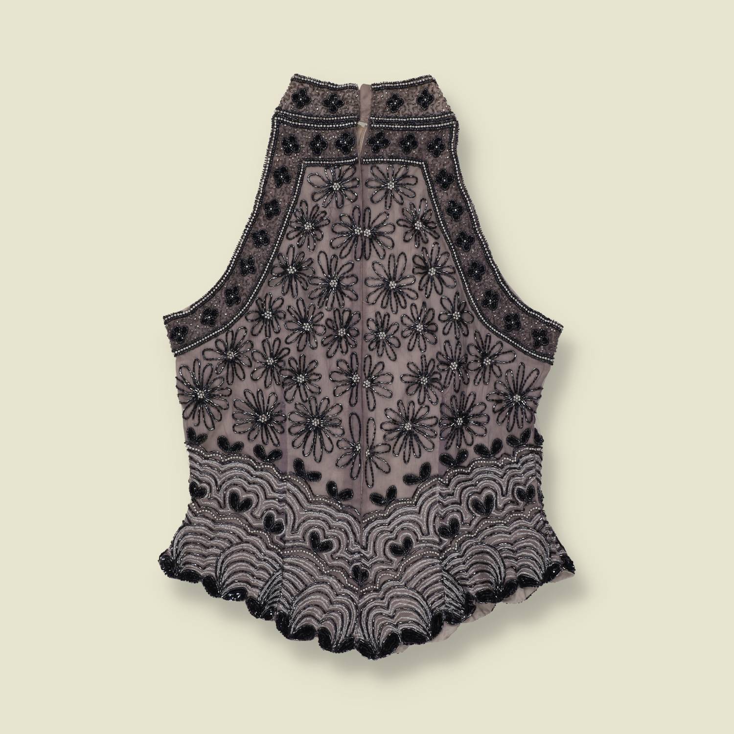 1980s | Adrianna Papell Boutique | Beaded Halter Top | Black - 8