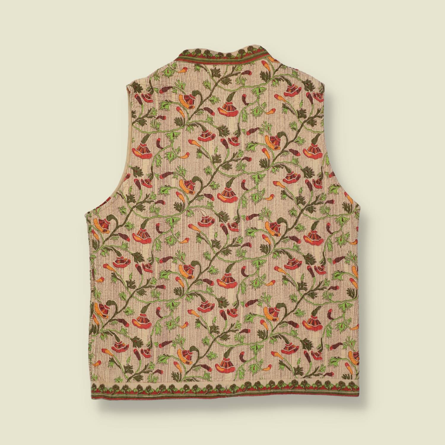 1980s | Quilted Cotton Waistcoat | Floral Print - 12