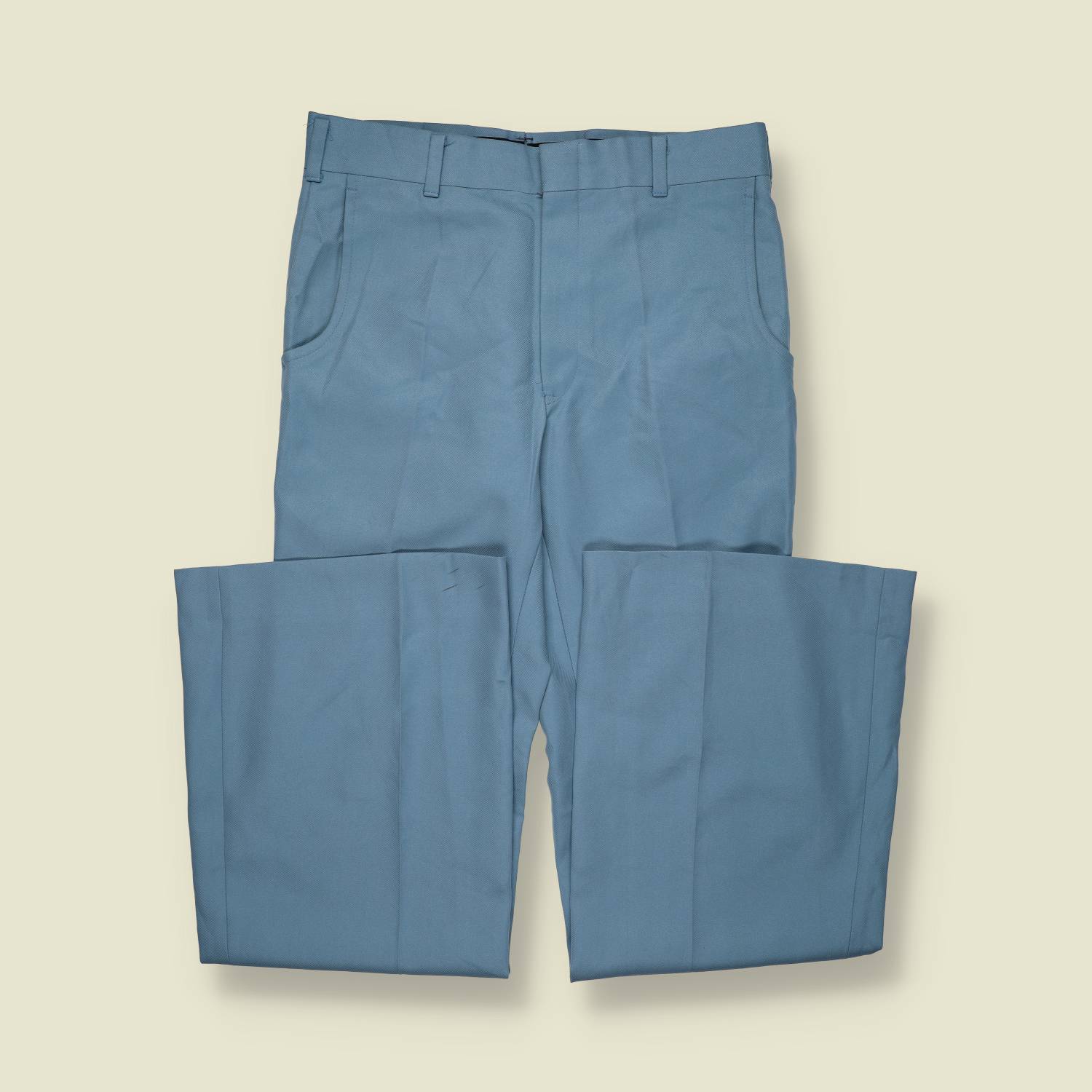 1970s | Tailored Trousers | Poly Blend | Powder Blue – w32