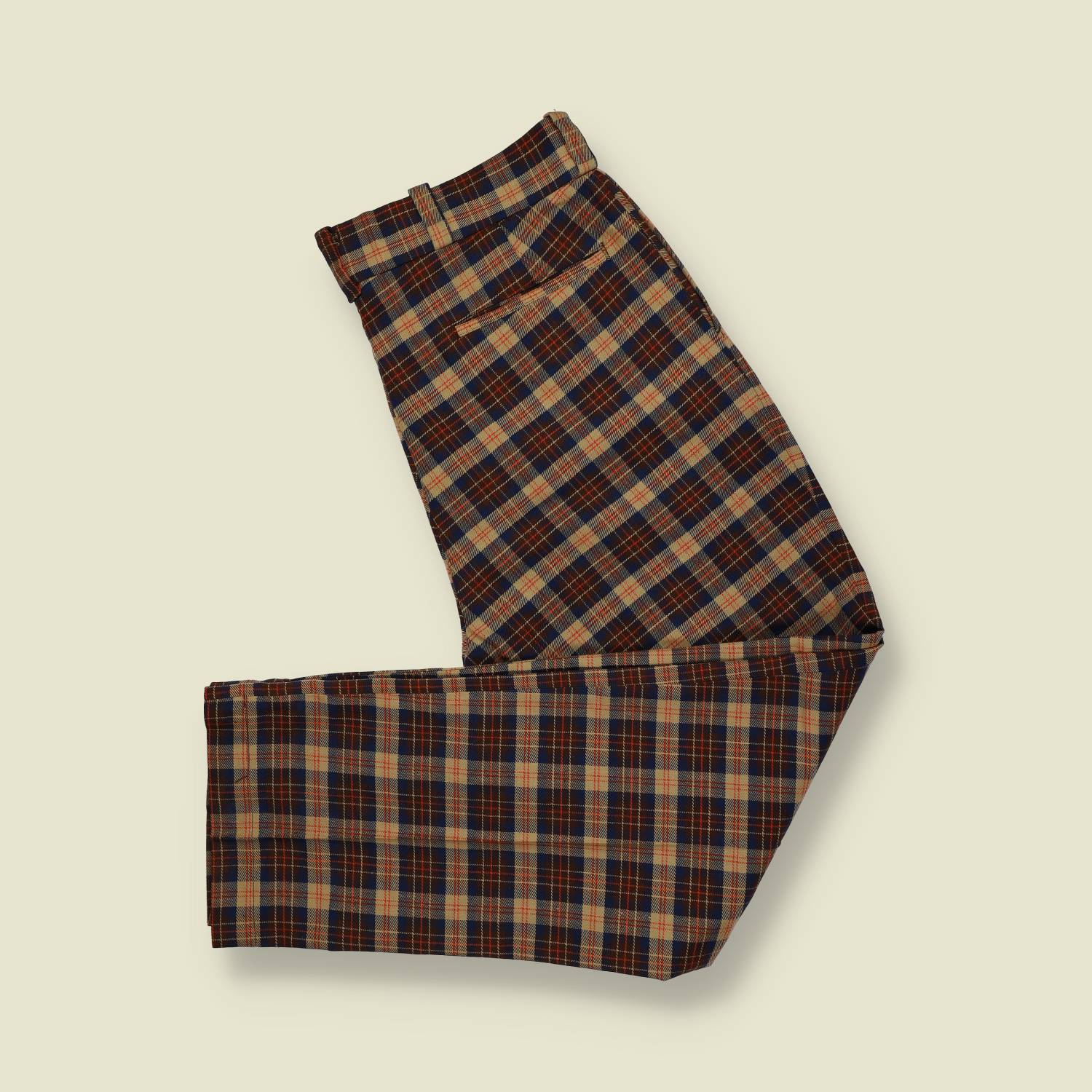 1970s | JC Penney | Poly Cotton Blend Trousers | Made in USA | Plaid – 34"