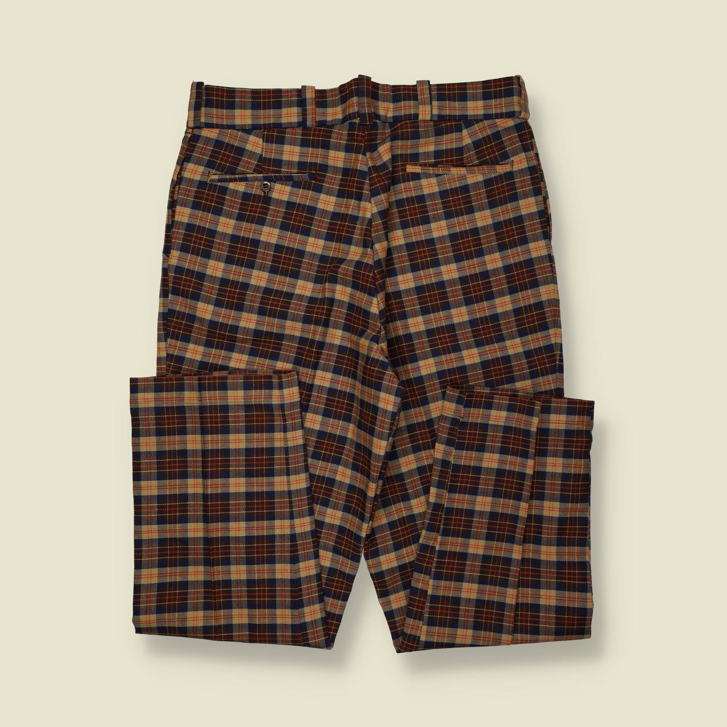 1970s | JC Penney | Poly Cotton Blend Trousers | Made in USA | Plaid – 34"