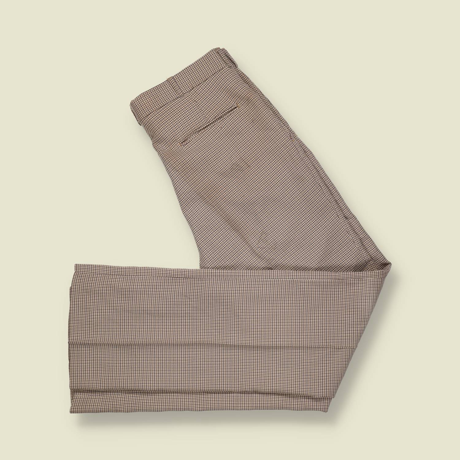 1970s | Tailored Trousers | Micro Check | Brown / Cream – w30