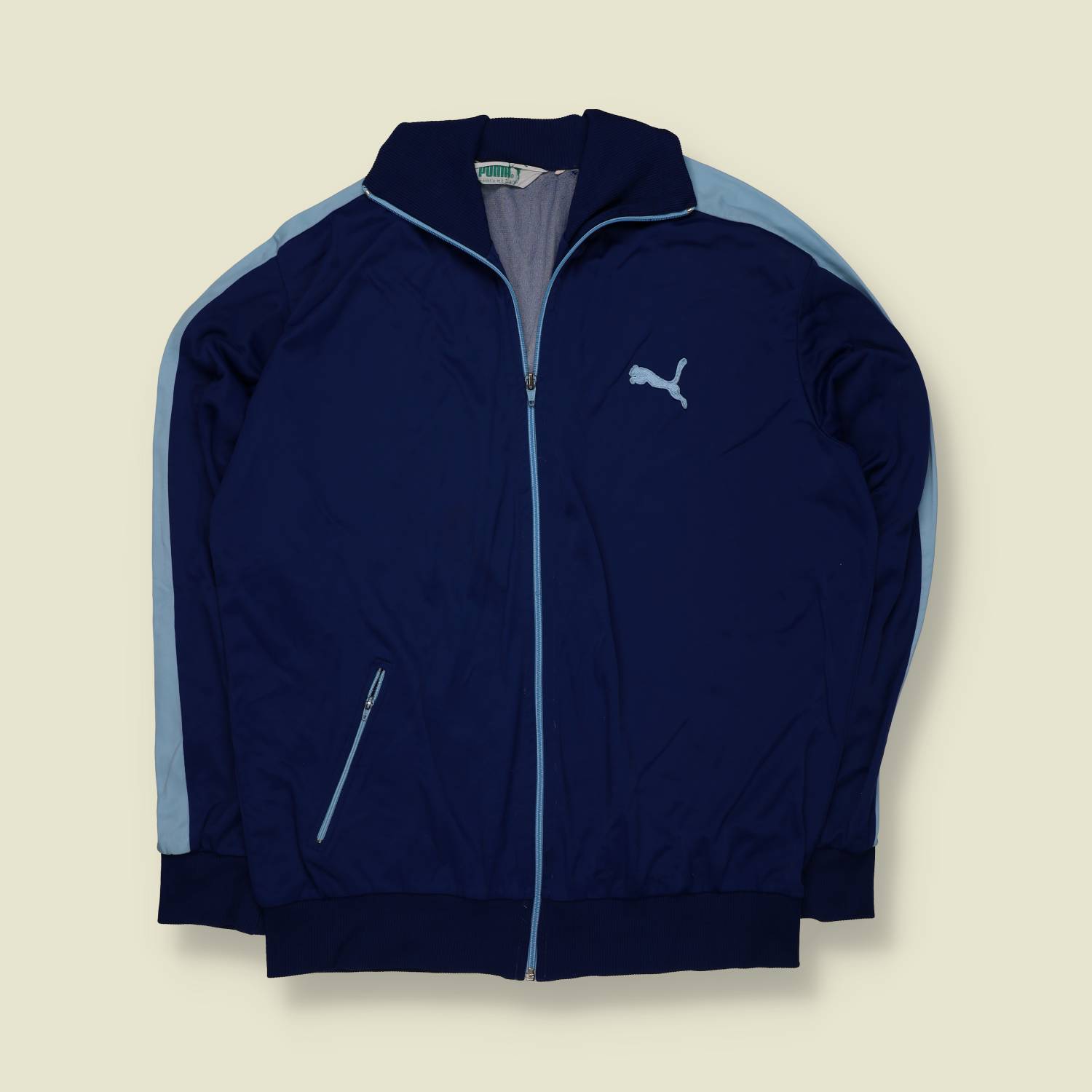 1970s | Puma | Track Jacket | Navy / Light Blue – L