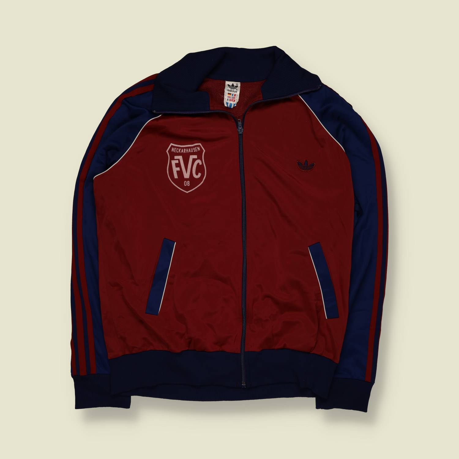 1970s | Adidas | Made in West Germany | Track Jacket | Burgundy / Navy – XS