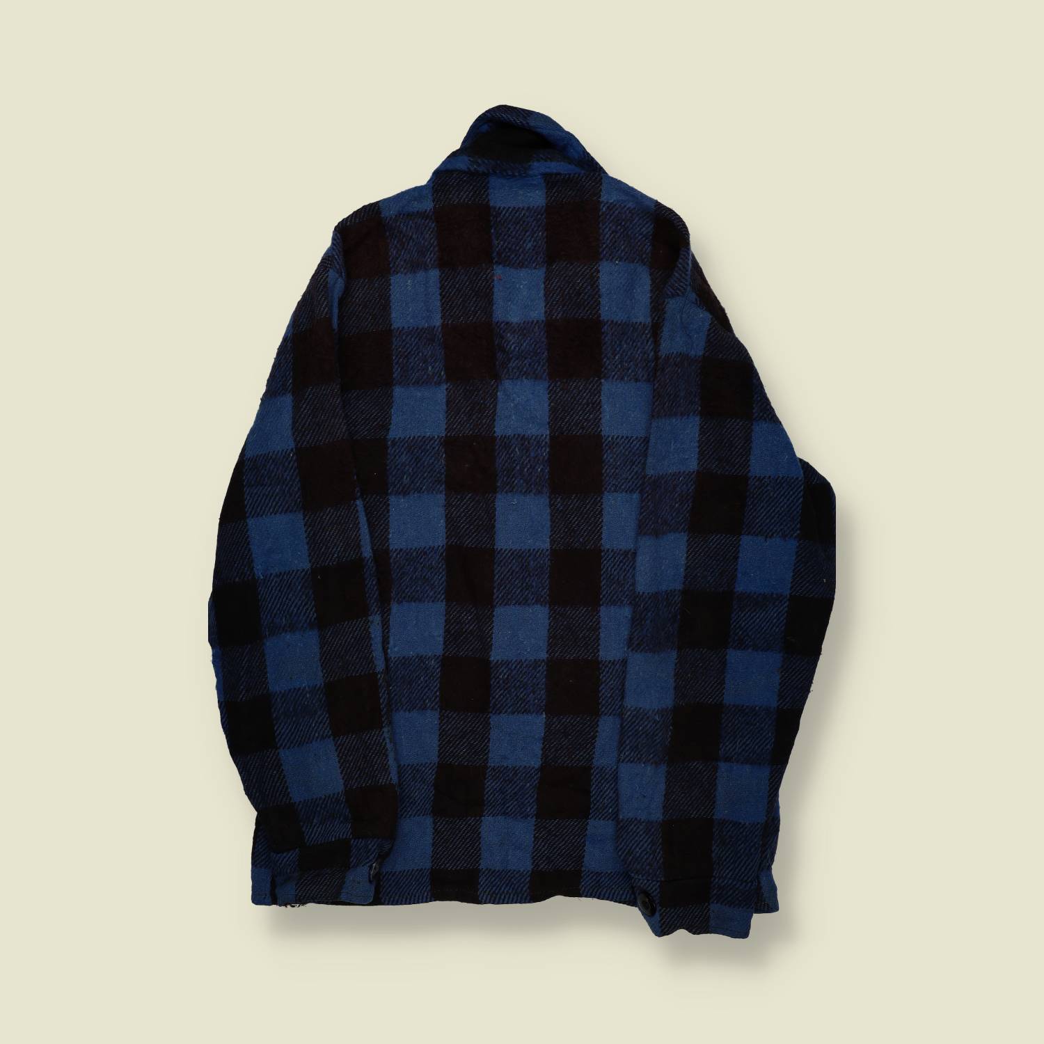 1970s | Unbranded | Wool Flannel Shirt | Blue / Black Plaid – S