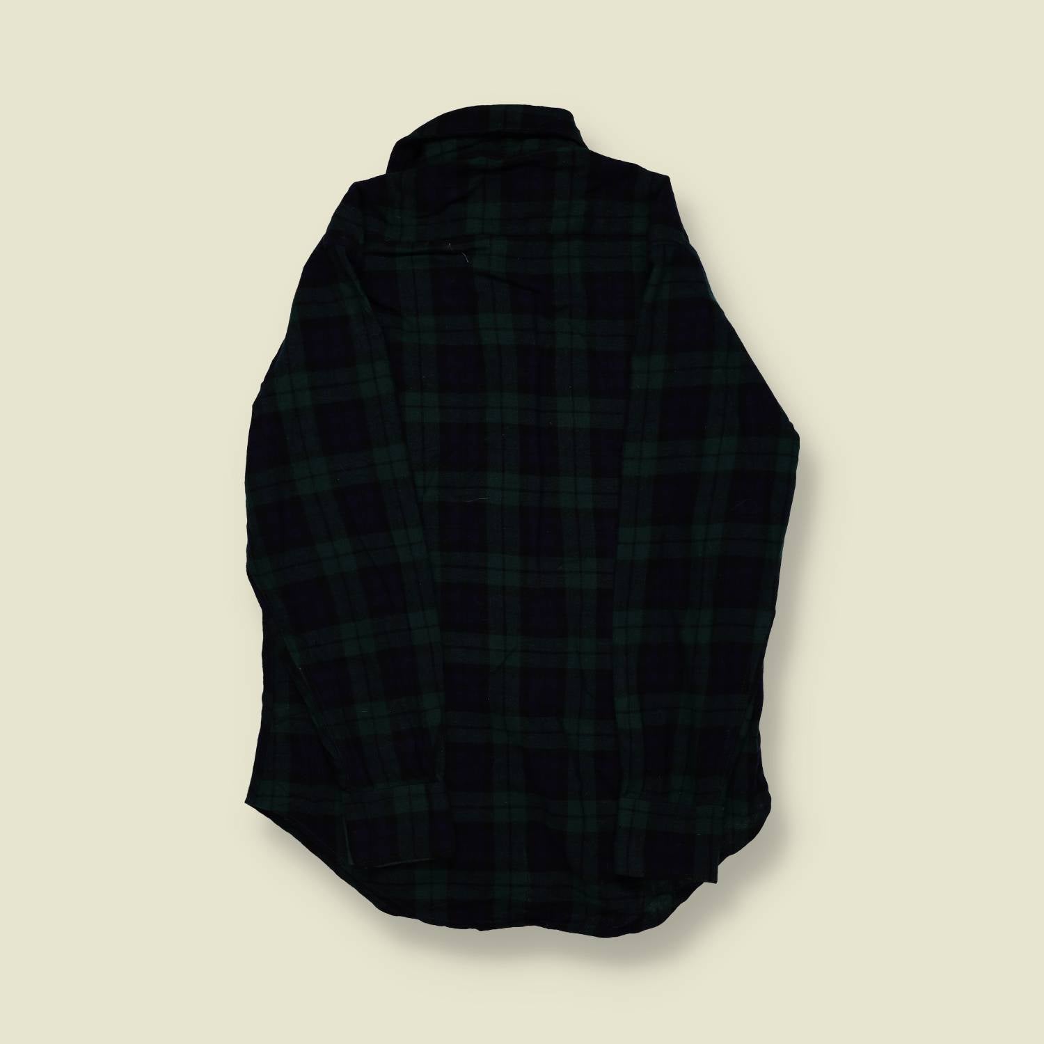 1970s | Unknown Brand | Wool Flannel Shirt | Green Plaid – L/XL