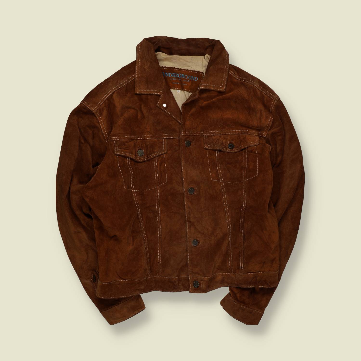 1980s | Underground | Suede Trucker Jacket | Brown – L