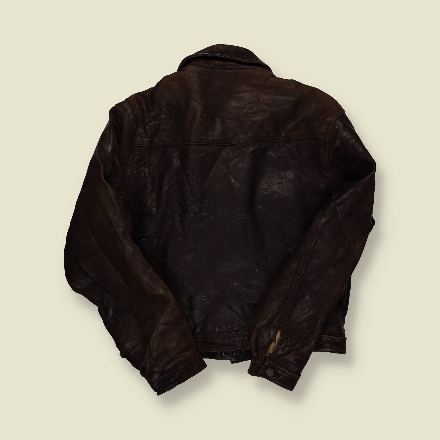 1980s | Unbranded | Leather Trucker Jacket | Dark Brown – M