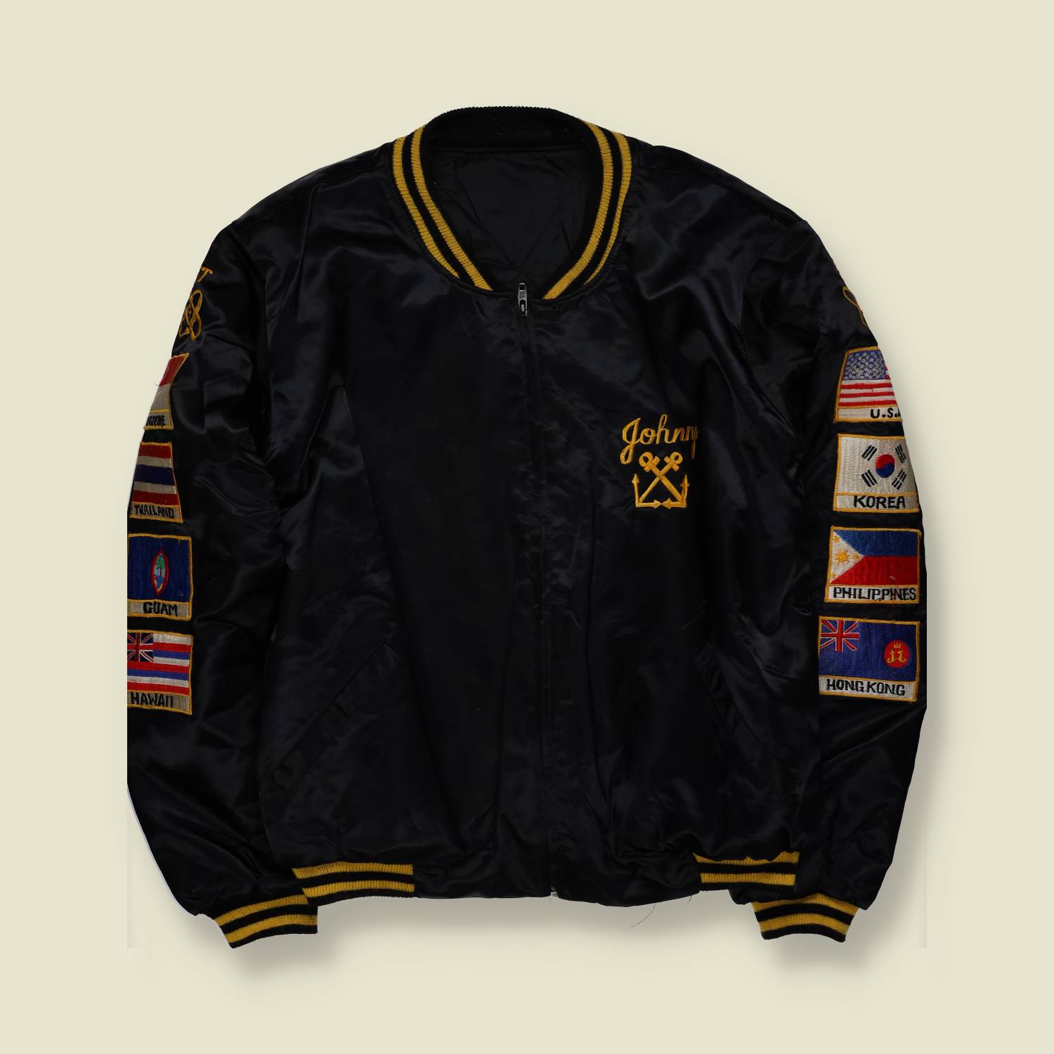 1980s | Souvenir Reproduction | USS Lynde McCormick DDG-8 | Satin Tour Jacket | Black – M