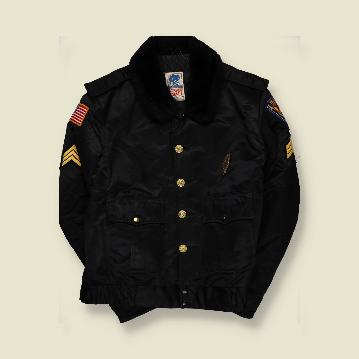 1980s | Horace Small | Quilted Police Duty Jacket | Black – XL