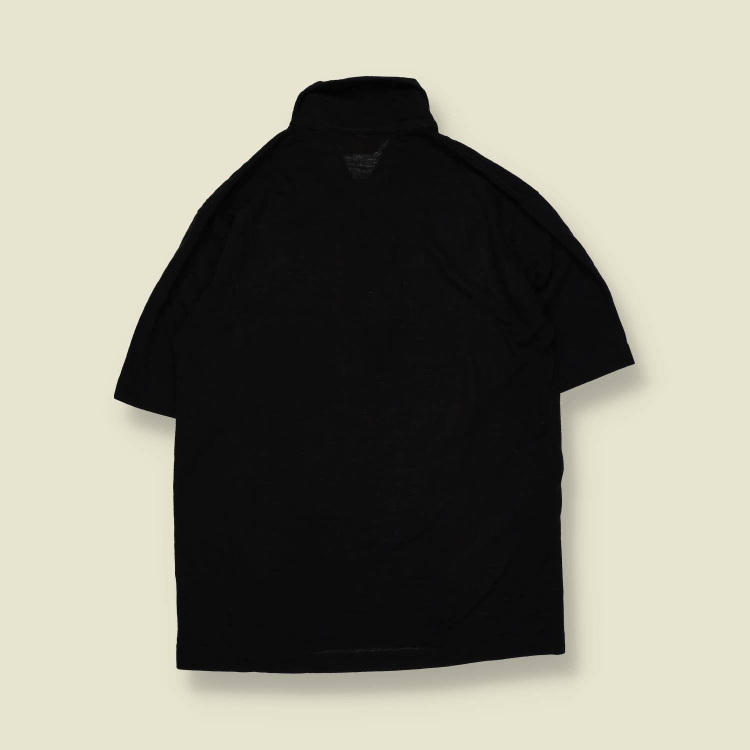 1970s | 909 Collection | Cotton Blend Polo Shirt | Black – S