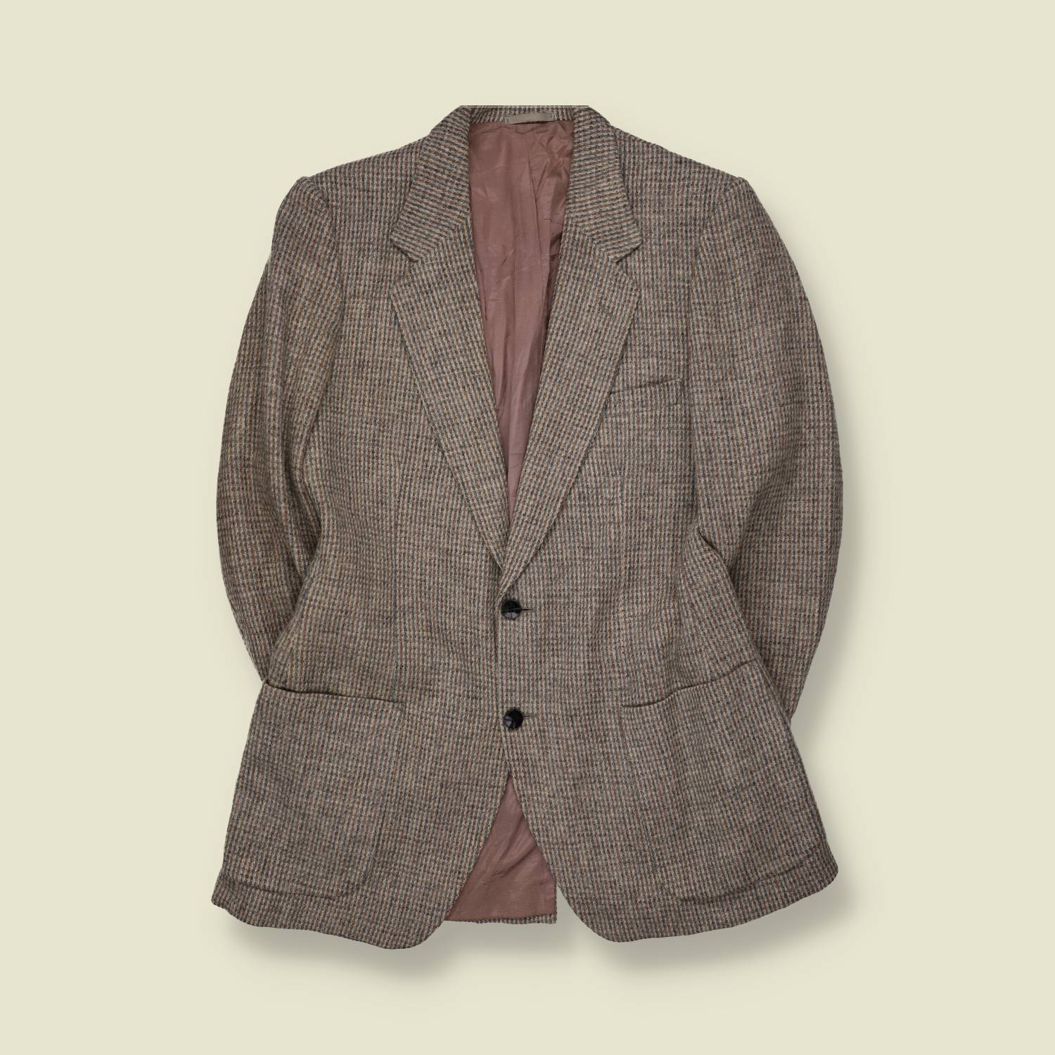 1980s | Harris Tweed | Blazer | Beige Grey Check - S