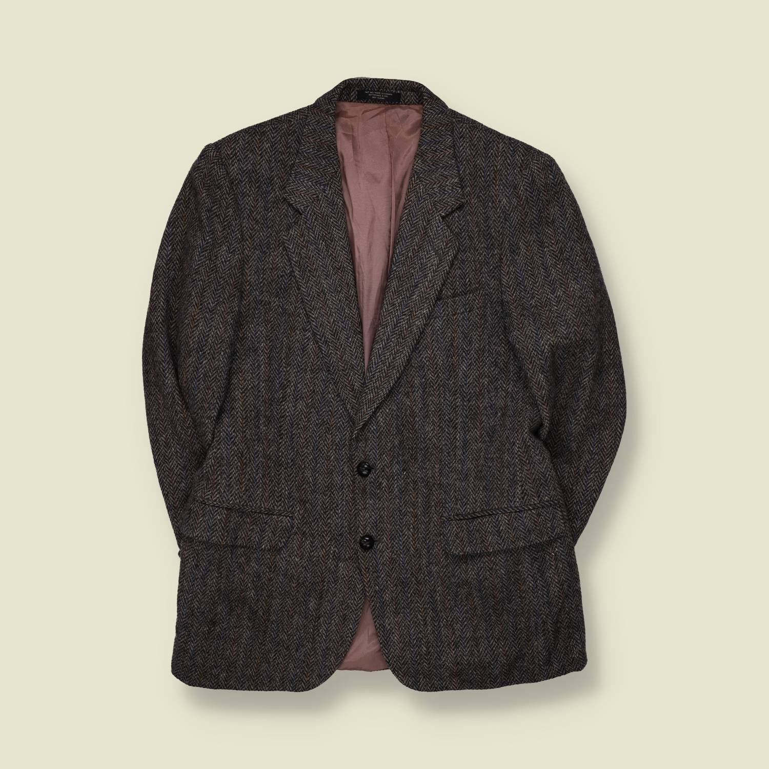 1980s | Harris Tweed | Blazer | Brown Multicolour Herringbone - S