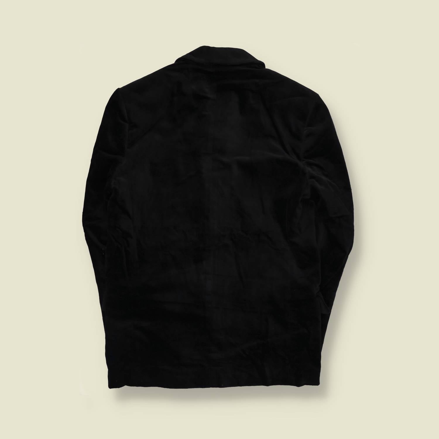 1990s | Four-Button Suit | Black Velvet - S