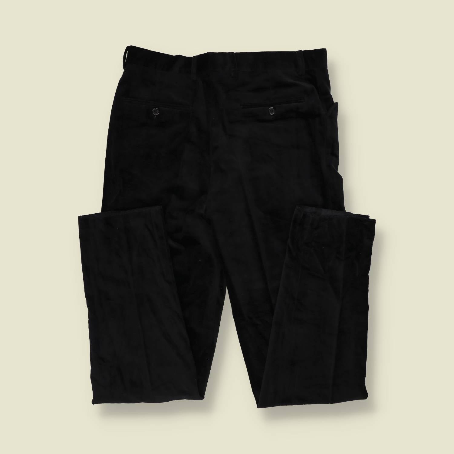 1990s | Four-Button Suit | Black Velvet - S