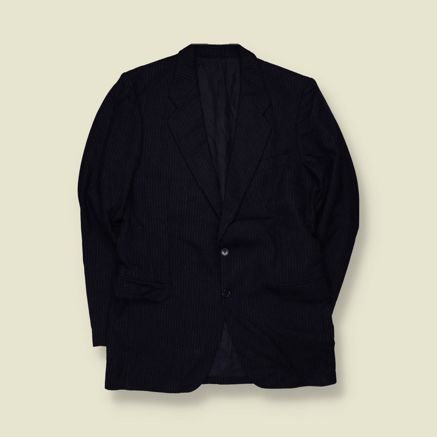 1970s | Two-Button Suit | Navy Pinstripe - M