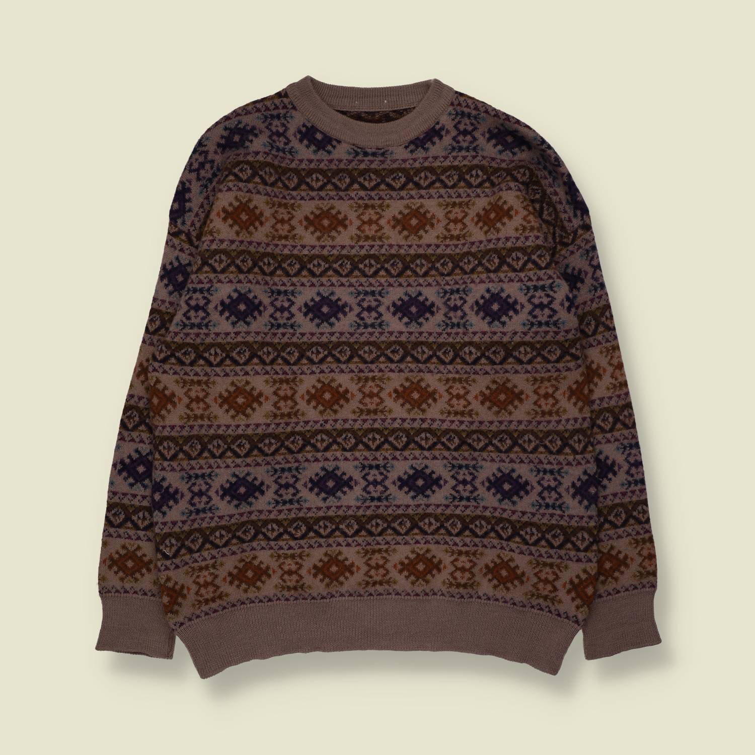 1980s | Knit Jumper | Brown Multicolour - M