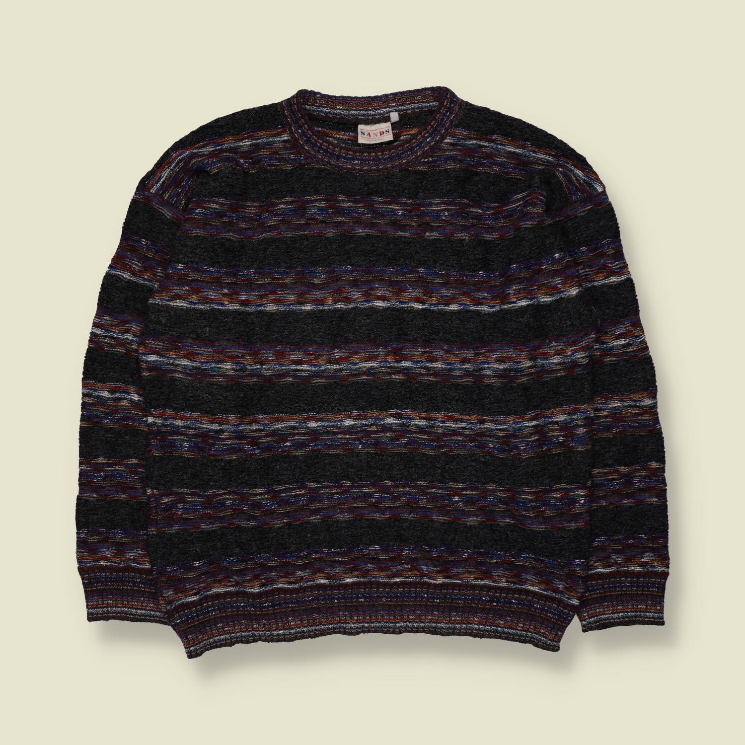 1980s | Sands | Knit Jumper | Charcoal Multicolour - M